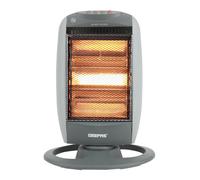 Geepas Halogen Heater 1200W | Instant Heating Energy Efficient Heater with 3 Heat Settings 400/800/1200W | Oscillation Function & Low Running Cost | 3 Bar Compact Radiator Home Office, Grey