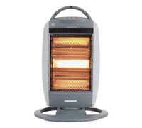 GEEPAS Halogen Heater 1200W | Instant Heating Energy Efficient Heater with 3 Heat Settings 400/800/1200W | Oscillation Function & Low Running Cost | 3 Bar Compact Radiator Home Office, Grey