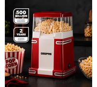Geepas 1200W Popcorn Maker Machine Retro Hot Air Fat-Free Popcorn Popper In Red Red