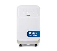 GEEPAS 12L/Day Dehumidifier Portable Compressor for Home Bedroom Bathroom | Prevent Mould, Damp & Condensation, Digital Display, 24H Timer, Continuous Drainage, Laundry Drying, Quiet Sleep Mode