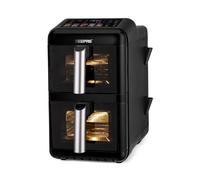 Geepas 12L Dual Basket Stack Air Fryer 2x6L Twin Baskets 10 Presets in Black Geepas Black