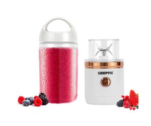 Geepas 150W 420Ml Mini Rechargeable Blender Smoothie Maker Kitchen Gym, White