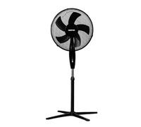 GEEPAS 16” Pedestal Free Standing Cooling Fan | 3 Speeds 5 Blades Wide Angled Oscillation | Pivoting Head & Adjustable Height | Powerful Airflow Floor Fan | Home Office Use, 1 Year Warranty Black 45W