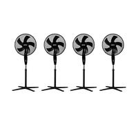 Geepas 16" Pedestal Fan With 5 Blade 45W Oscillating Pack Of 4 In Black Black
