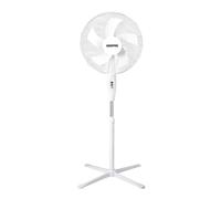 GEEPAS 16” Pedestal Free Standing Cooling Fan | 3 Speed 5 Blades Wide Angled Oscillation | Pivoting Head & Adjustable Height | Powerful Airflow Floor Fan | Home Office Use, 1 Year Warranty White 45W