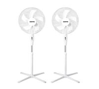 GEEPAS 16” Pedestal Free Standing Cooling Fan | 3 Speed 5 Blades Wide Angled Oscillation | Pivoting Head & Adjustable Height | Powerful Airflow Floor Fan | Home Office Use, White 45W Pack of 2