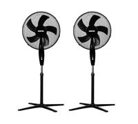 GEEPAS 16” Pedestal Free Standing Cooling Fan Pack of 2 | 3 Speed 5 Blade Wide Angled Oscillation | Pivoting Head & Adjustable Height | Powerful Airflow for Home Office Use | 1 Year Warranty Black 45W