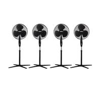 GEEPAS 16” Pedestal Free Standing Cooling Fan Pack of 4 | 3 Speed 3 Blade Wide Angled Oscillation | Pivoting Head & Adjustable Height | Powerful Airflow for Home Office Use | 1 Year Warranty Black 45W