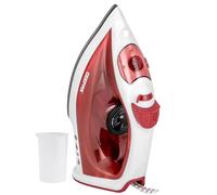 GEEPAS Steam Iron | Clothes Dry & Steam Press | 30s Fast Heat-Up, Vertical Steaming | Nonstick Soleplate, Adjustable Temperature | 120ml Water Tank with 0.5g/Steam Output | 2 Year Warranty 1800W Red
