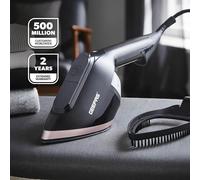 GEEPAS Handheld Clothes Steamer | 2-in-1 Travel Garment Steamer Steam Iron | 30g/min Powerful Stream Ceramic Soleplate 170ml Water Tank | Wrinkle Remover 30s Fast Heat-up | 2 Year Warranty 1950W Black