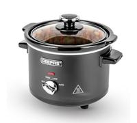 Geepas 2.5 Litre Slow Cooker 3 Temperature Settings, Removable Easy-Clean Ceramic Bowl Tempered Glass Lid & Cool Touch Handles