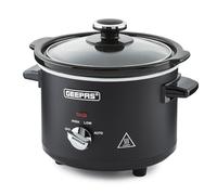 2.5L Slow Cooker Tempered Glass Lid Removable Ceramic Non-Stick Bowl Chalkboard Geepas Black One Size