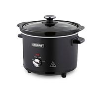 2.5L Slow Cooker Tempered Glass Lid Removable Ceramic Non-Stick Bowl Chalkboard Geepas Black One Size