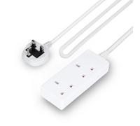 GEEPAS 2 Gang Extension Lead, 10M Cable | 2-Way Plug Extension Cable | 2 Socket Power Strip, 13 A| Heavy Duty UK Plug | White