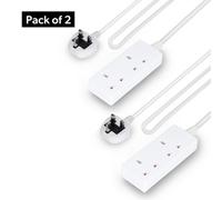 Geepas 2 Gang Extension Lead, 1M Cable Wall Mountable Pack Of 2