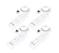 GEEPAS 2 Gang Extension Lead, 2M Cable | 2-Way Plug Extension Cable | Wall Mountable & Multi Socket Power Mains Strip with 2 USB Ports for Home Office | Heavy Duty UK Plug | White, Pack of 4