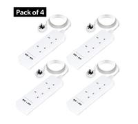GEEPAS 2 Gang Extension Lead, 2M Cable | 2-Way Plug Extension Cable | Wall Mountable & Multi Socket Power Mains Strip with 2 USB Ports for Home Office | Heavy Duty UK Plug | White, Pack of 4