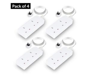 Geepas 2 Gang Extension Lead, 2M Cable Wall Mountable & Multi Socket Mains Strip