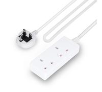 GEEPAS 2 Gang Extension Lead, 3M Cable | 2-Way Plug Extension Cable | 2 Socket Power Strip, 13 A| Heavy Duty UK Plug | White