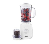 GEEPAS 2-in-1 Food Jug Blender, 1.6L Smoothie Maker & 100G Spice Mill 650W | 4-Leaf Stainless-Steel Blades, 3 Speed & Pulse Safety Lock, Ice Crushing, Overheat Protection