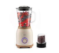 GEEPAS 2-in-1 Food Jug Blender | Smoothie Maker with 1.5L Glass Juice Jar & Mini Coffee Spice Grinder Mill | 6 Stainless Steel Ice Crusher Blades | 2 Speeds, Pulse Safe Lock | 800W NordiQ Cream