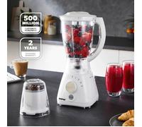 GEEPAS 2-in-1 Jug Blender & 100g Coffee Spice Grinder 3 Speed Pulse White 1.5L