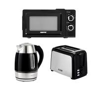 Geepas 2 Slice Bread Toaster, 1.7L Illuminating Electric Kettle & 20L 700W Solo Manual Microwave Oven Combo Set | 750W Toaster, 7 Level Browning Control, 2200W Rapid Boil Cordless Jug Kettle
