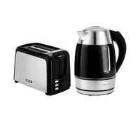 Geepas Kettle And Toaster Sets With Illuminatiing Kettle And 2 Slice Toaster In Black Black