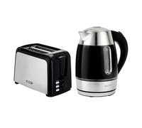 Geepas 2 Slice Bread Toaster & 1.7L Illuminating Electric Kettle Combo Set | 750W Toaster, 7 Level Browning Control, Defrost, Reheat & Cancel Function | 2200W Rapid Boil Cordless Jug Kettle