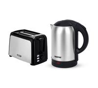 Geepas 2 Slice Bread Toaster & 1.8L Electric Kettle Kitchen Combo Set | 750W Toaster, 7 Level Browning Control, Defrost, Reheat & Cancel Function | 1800W Stainless Steel Cordless Jug Kettle