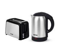 Geepas 2 Slice Bread Toaster & 1.8L Electric Kettle Kitchen Combo Set in Silver Geepas Silver