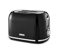 GEEPAS 2 Slice Toaster | 6 Browning Levels Cancel Defrost Reheat | For Thin Small Bread Slice Removable Crumb Tray Cool Touch Housing High Lift | Space-Saving Design | 2 Yr Warranty 1000W Black Fluted