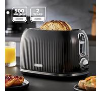 GEEPAS 2 Slice Bread Toaster 1000W Wide Slots 7 Browning Controls Defrost Reheat
