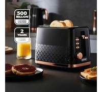 GEEPAS 2 Slice Bread Toaster 7 Browning Levels Black Aurora Collection