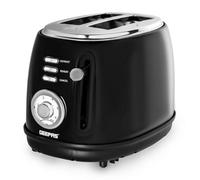 Geepas 2 Slice Bread Toaster with 6 Level Browning Control | Removable Crumb Tray, Defrost, Reheat & Cancel Function, Cord Storage | 2 Year Warranty, Stainless-Steel Housing, 850W, Black
