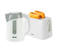 Geepas 650W 2 Slice Bread Toaster & 2200W Illuminating Electric Kettle Combo Set - 1.7L Cordless Jug Kettle for Hot Water Tea, Toaster with 6 Level Browning Control, Cancel - 2 Year Warranty, White