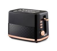 GEEPAS 2 Slice Toaster | 7 Browning Levels Cancel Defrost Reheat | For Thin Small Bread Slice, Removable Crumb Tray Cool Touch Housing High Lift | Space-Saving Design | 2 Yr Warranty 870W Black Aurora