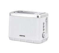 (White) GEEPAS 2 Slice Toaster | 7 Browning Levels Cancel Defrost Reheat | For Thin Small Bread Slice Removable Crumb Tray Cool Touch Housing High Lift