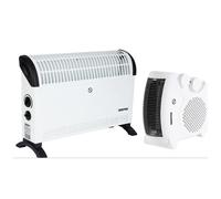 GEEPAS 2000W Convection Heater & Fan Heater Combo Set | Convector Radiator Heater, 3 Heat Settings (750/1250 / 2000 W) | Portable Upright Fan Heater, 2 Heat Settings 1000-2000W with Cooling Option