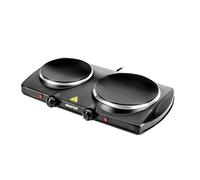 Geepas Double Ceramic Hot Plate - Portable Infrared Electric Hob Cooker - Double Burner Camping Hob Cooktop, Dual Adjustable Temperature, Overheat - Great to use at Campsites Caravan - 2000W, Black