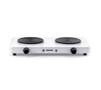 GEEPAS 2000W Double Hot Plate for Precise Table Top Cooking | Cast Iron | Portable Hob, Double Burner, Adjustable Thermostat, Overheat Protection, Indicator Light, Non-Slip Rubber Feet