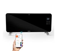 Geepas Electric Glass Panel Heater 2000W | Wall Mounted or Freestanding Smart Convector Heater with WiFi App LED Touch Control Child Lock IP24 Rated Water Resistant 24H/Weekly Timer 2 Yr Warranty