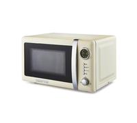 GEEPAS Retrovive 700W Digital Freestanding Microwave Oven, 20L | Electric Oven with Auto Defrost Child Lock | 12 Preset Rotary Dial Easy Clean | Fits Standard Dinner Plate Compact Countertop | Cream