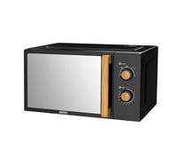 GEEPAS 20L Microwave Oven 700W | Compact Solo Microwave with 5 Power Levels 35-Minute Timer Turntable Glass Tray | Stylish Mirrored Glass Door Easy Clean | 2 Year Warranty, NordiQ Design Black
