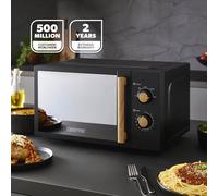 GEEPAS 20L Microwave Oven 700W | Compact Solo Microwave with 5 Power Levels 35-Minute Timer Turntable Glass Tray | Stylish Mirrored Glass Door