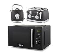 GEEPAS 23L Digital Microwave Oven, 1.8L Kettle & 4 Slice Toaster Kitchen Combo Set | 3000W Rapid Boil Cordless Jug Kettle Temperature Gauge | 1500W Toastie Machine | 60 Min Timer 8 Pre-set Modes 800W