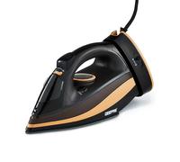 GEEPAS Steam Iron | Clothes Dry & Steam Press | 40s Fast Heat-Up Vertical Steaming | Ceramic Soleplate Adjustable Temperature Cordless | 300ml Tank 1g/Steam Output | 2 Year Warranty 2400W Black/Gold