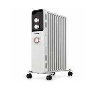 Geepas 2500W Oil Filled Radiator Heater Portable Electric Heater 24Hr Timer In White White