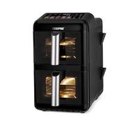 GEEPAS 2800W Dual Basket Stack Air Fryer | 12L XXL Capacity 2x6L Twin Baskets | Space-Saving Vertical Design with Sync Cook for Both Baskets 10 Presets Rapid Air Tech Energy Efficient Healthy Cooking