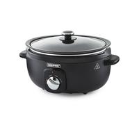 Geepas 3.5 Litre Slow Cooker 3 Temperature Settings Tempered Glass Lid